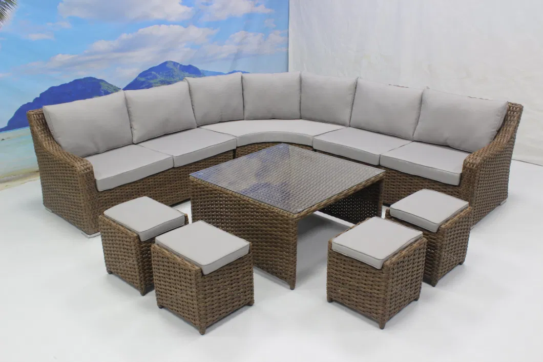 New Patio Garden Furniture Waterproof Hotel Outdoor Corner Sectional Rattan Sofa