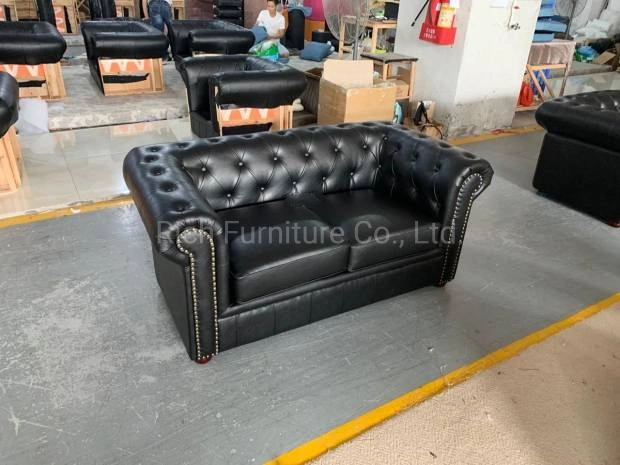 Genuine Leather PU Home Furniture Leisure Couch Chesterfield Sofa Living Room Hotel Office Sofa Set Loveseat Lounge