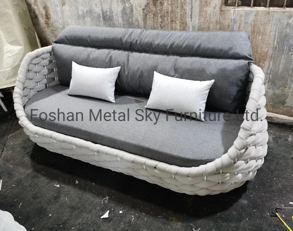 Outdoor Hotel Restaurant Patio Garden Aluminum Wicker Rope Rattan Sofa